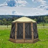 10x10ft Pop Up Gazebo, 6 Sided Outdoor Canopy with Mosquito Net, Portable Instant Camping Screen Tent with Bags, Ropes, Ground Nails, Fiber Rods, - 3 of 4