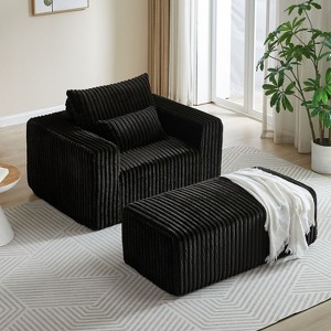 CENGHU Corduroy Upholstered Sofa Couch, Bean Bag Chair, Sponge Sectional Sofa Lounge Chair with Ottoman, Single Sofa Sleeper Chair - 1 of 4