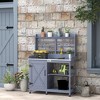 Outsunny Wooden Potting Bench, Outdoor Potting Table with Storage Cabinet, Storage Shelves, Aluminum Tabletop for Backyard, Patio, Balcony - 2 of 4