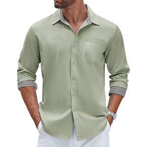 COOFANDY Men's Button Down Long Sleeve Casual Beach Shirts with Pocket - 1 of 3