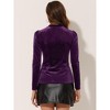 INSPIRE CHIC Women's Metallic Velvet Puff Long Sleeve Mock Neck Glitter T-shirt - 3 of 4