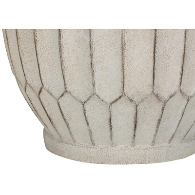 Cream Resin Table Lamp with Ivory Linen Shade