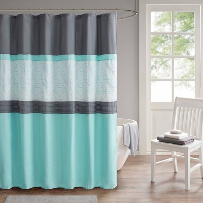 Merissi Shower Curtain with Liner Aqua/Gray