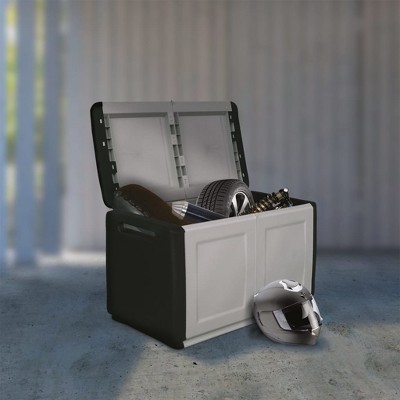vidaXL Patio Storage Box 37.8 in.x20.9 in.x22.4 in. 60.8 gal Dark Gray and Black