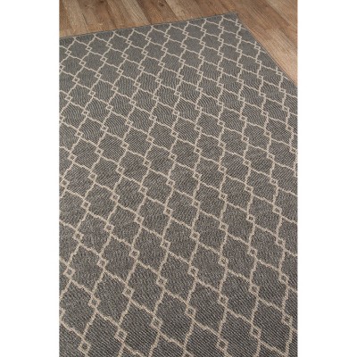 Elegant Gray Flat Woven Synthetic 6'7" x 9'6" Outdoor Rug