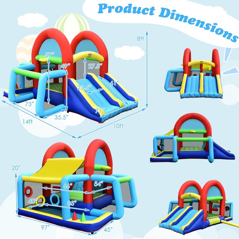 Costway Inflatable Bounce House Kids Bouncy Jumping Castle w/ Dual Slides & 480W Blower, 4 of 9