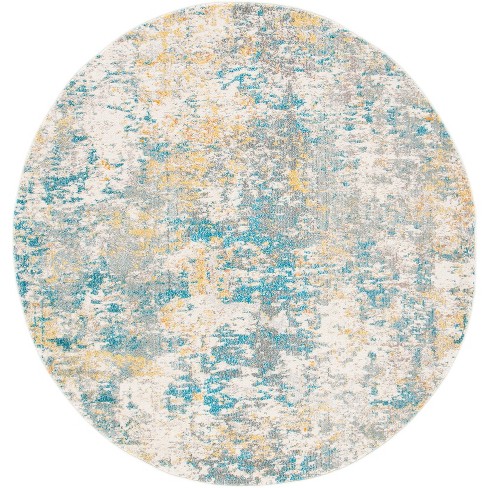 Madison Mad453 Power Loomed Area Rug - Teal/gold - 6'7