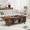 Buenhomino Mid-Century Modern Coffee Table With Slatted Sliding Door & Hidden Storage - 2 of 4
