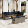 vidaXL 14 Piece Patio Sofa Set with Cushions - Gray and Blue - 2 of 4