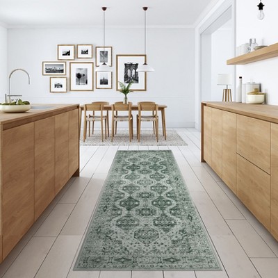 Area Rugs Machine Washable Rugs for Living Room Bedroom, Vintage Boho Non Slip Soft Accent Distressed Print Thin Carpet