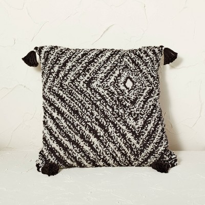 Chunky Textured Diamond Patterned Square Throw Pillow Black - Opalhouse™ designed with Jungalow™