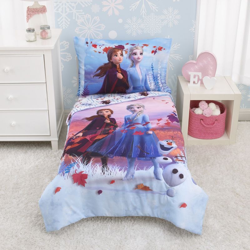Disney Frozen 2 - Magical Journey - Light Blue, Lavender, Teal and White Super Soft Toddler Blanket, 3 of 4