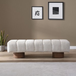 NicBex 64" PU/Faux Fur/Chenille Entryway Bench,No-Assembly Dining Bench with Wood Legs,End of Bed Bench for Living Room,Bedroom&Entryway - 1 of 4