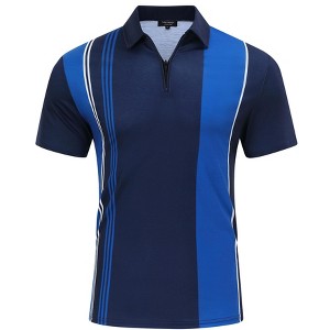 YESFASHION Mens Quarter Zipper Polo Shirts Casual Striped Golf Shirts Classic Fit Short Sleeve T Shirt Vintage Tops - 1 of 4