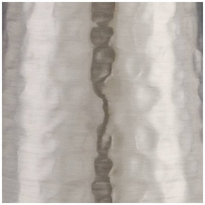 Silver Leaf Hammered Metal Cylinder Table Lamp with Off-White Fabric Shade