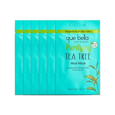 Que Bella Purifying Tea Tree Mud Face Mask Pack - 6ct