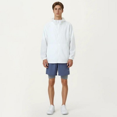 Alilang Men's Lightweight Hooded Windbreaker Jacket with Full Zip Closure Elastic Cuffs and Adjustable Hem Design - Small, White — фото 3