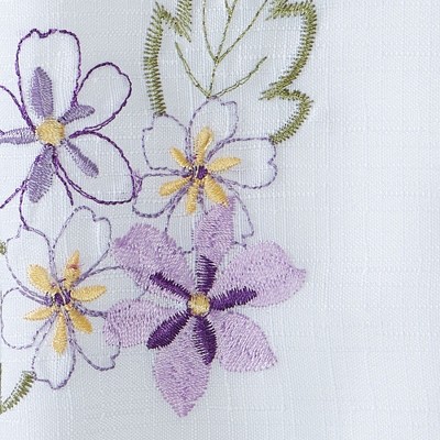 Spring Hydrangea Floral Embroidered White Polyester Napkins, Set of 4