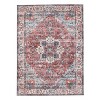 Delara Machine Washable Area Rug, Soft & Durable, Non-Slip Rug for High Traffic Areas, Red/Sky Blue - 3 of 4