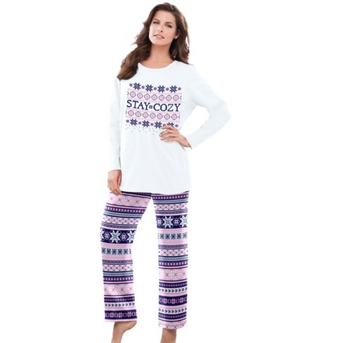 Dreams & Co. Women's Plus Size Long Sleeve Knit PJ Set - image 1 of 4