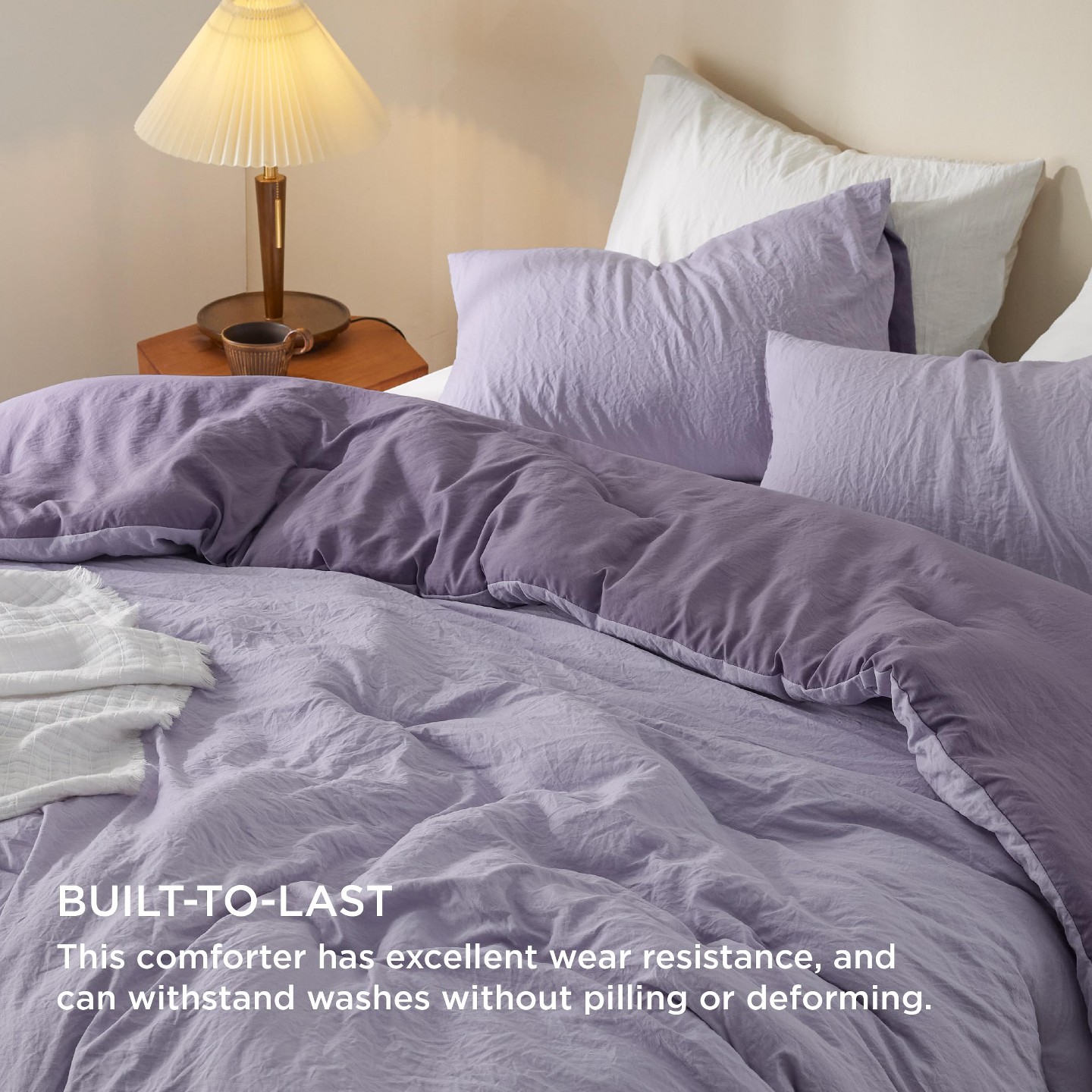 Комплект постельного белья Bedsure Full Size Comforter Set, Reversible Grey Soft Prewashed Bedding for All Seasons, 3 Pieces Warm Down Alternative Bed Set, 1 Lightweight Comforter (82"x, цвет: Фиолетовый — фото 3