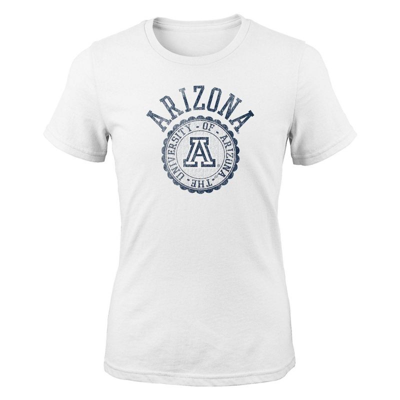 NCAA Arizona Wildcats Girls&#39; White Crew Neck T-Shirt, 1 of 2