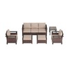 Sonkuki 6 Pieces Patio Sofa & Ottomans & Chair & Coffee Table Set, Conversation Couch with Sand Cushion - 2 of 4