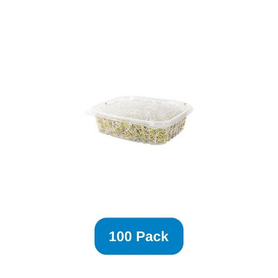 Jaya 24 oz Rectangular Container Clear PLA Hinged Lid - Pack of 100