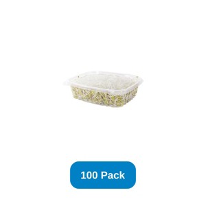 Jaya 24 oz Rectangular Container Clear PLA Hinged Lid - Pack of 100 - 1 of 2