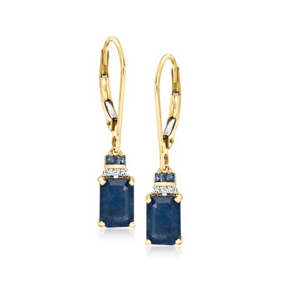 Ross-Simons 1.90 ct. t.w. Sapphire Drop Earrings With Diamonds in 14kt Yellow Gold