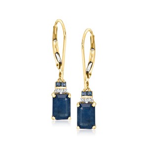Ross-Simons 1.90 ct. t.w. Sapphire Drop Earrings With Diamonds in 14kt Yellow Gold - 1 of 3