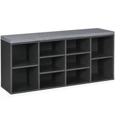 Costway Entryway Padded Shoe Storage Bench 10 cube Organizer Bench