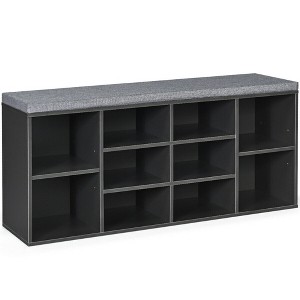 Costway Entryway Padded Shoe Storage Bench 10-Cube Organizer Bench Adjustable - 1 of 4