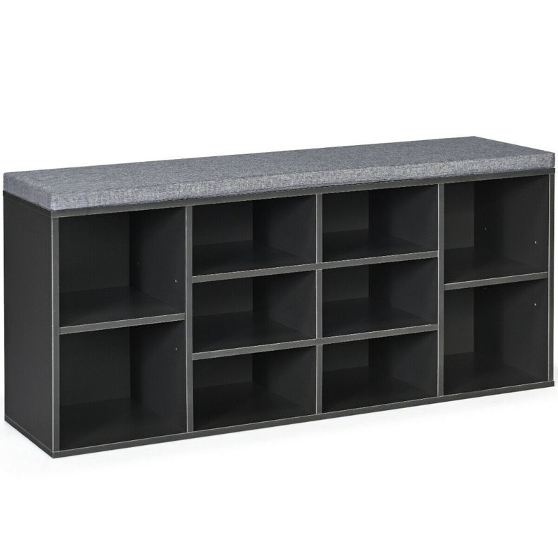 Costway Entryway Padded Shoe Storage Bench 10-Cube Organizer Bench Adjustable, 1 of 11