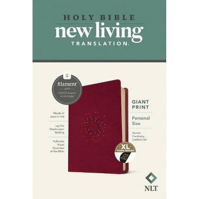 NLT Personal Size Giant Print Bible, Filament Enabled Edition (Red Letter, Leatherlike, Aurora Cranberry, Indexed) - Large Print (Leather Bound)