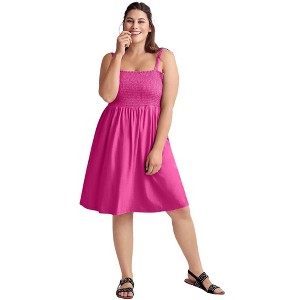 ellos Plus Size Smocked Bodice Tank Dress - 1 of 4