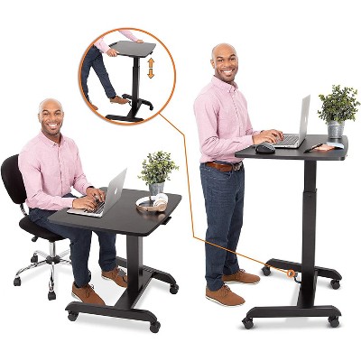 Black Adjustable Mobile Podium with Tilting Desktop