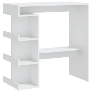 vidaXL Chic Modern Bar Table with Storage Rack - Compact 39.4"x19.7"x40" Engineered Wood Pub Table for Kitchen, Dining Area - White - 1 of 4