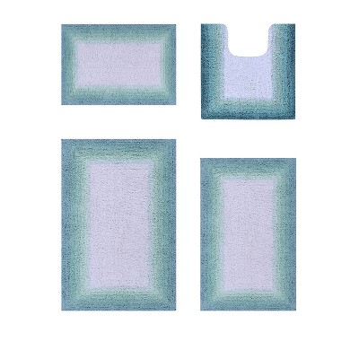 Torrent Collection 4 Piece 100% Soft Cotton Tufted Weave Bath Rug Set, Ombre Pattern, Super Soft & Absorbent, Machine Washable Bathroom Mats