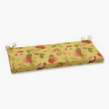 Outdoor Bench Cushion - Yellow/Red Floral - Pillow Perfect