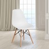Summit Adventure Elon Series Plastic Modern Dining Chair with Wooden Legs, Mid-Century Modern Accent Chair for Dining Rooms and Offices, White - 2 of 4