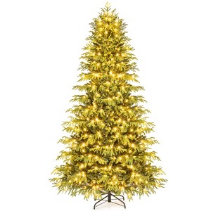 Tangkula Pre-Lit Artificial Christmas Tree Hinged Full Xmas Tree w/ PVC & Soft TPE Branch Tips - 1 of 4