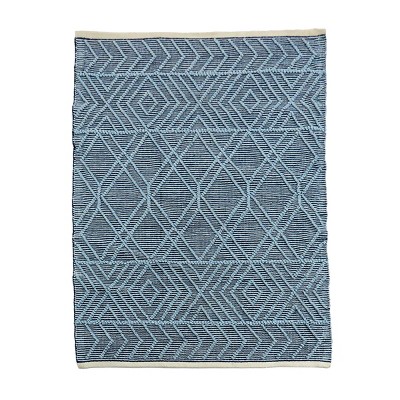 5x7 Geometric Hand Woven Indoor/Outdoor Rug Navy Blue - National Tree Company