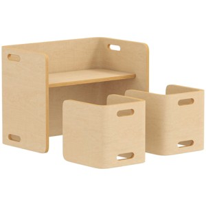 TopComfy Kids Table Sets Height Adjustable Toddler Table and Chair Set Kids Table Set Toddlers Drawing Reading for Playroom, Beige, 26.4"*19.7"*15.7" - 1 of 4