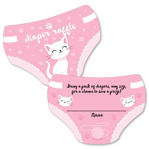 Big Dot of Happiness Purr-fect Kitty Cat - Diaper Shaped Raffle Ticket Inserts - Kitten Meow Baby Shower Activities - Diaper Raffle Game - Set of 24 - 1 of 4