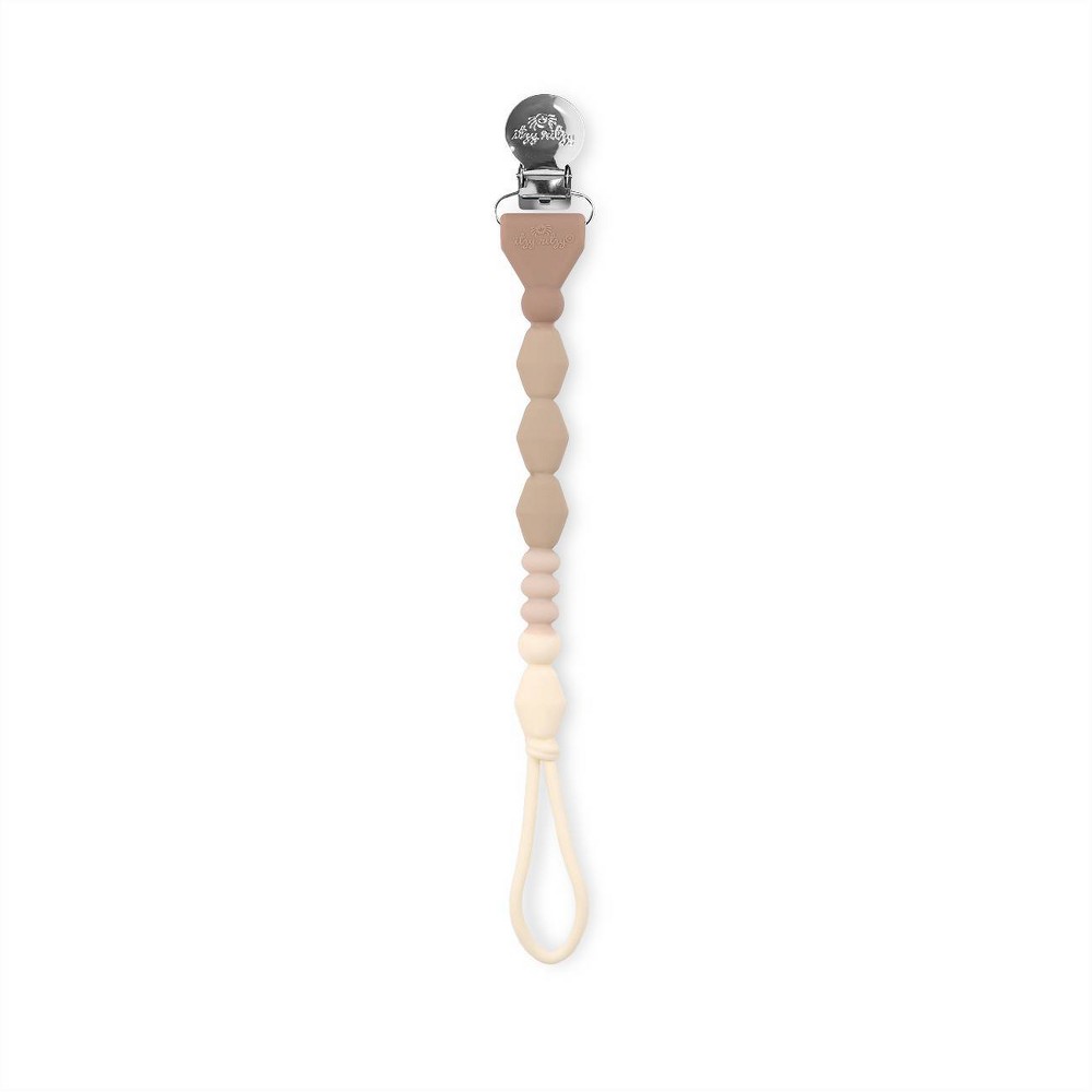 Itzy Ritzy Beaded Pacifier Clip - Universal Fit, Silicone Holder - Toast/Ombre