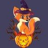 Women's Design By Humans Cute Witch Fox With Jack O Lantern Halloween Shirt By thebeardstudio Racerback Tank Top - 2 of 3