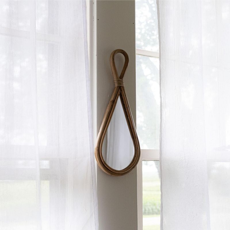 Wall Mirror Tan Cane, Wood & Glass by Foreside Home & Garden, 2 of 7
