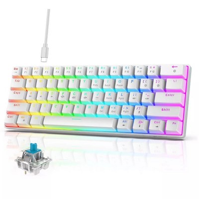60% Wired Mechanical Gaming Keyboard, Compact 61 Keys, RGB Backlit Mini Keyboard, for PC/Mac