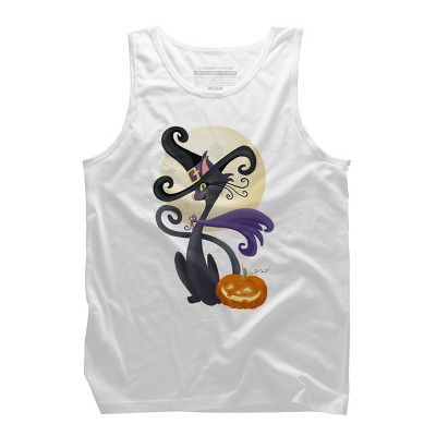 Men's Design By Humans Bewitching Black Halloween Kitty Cat By LittleBunnySunshine Tank Top